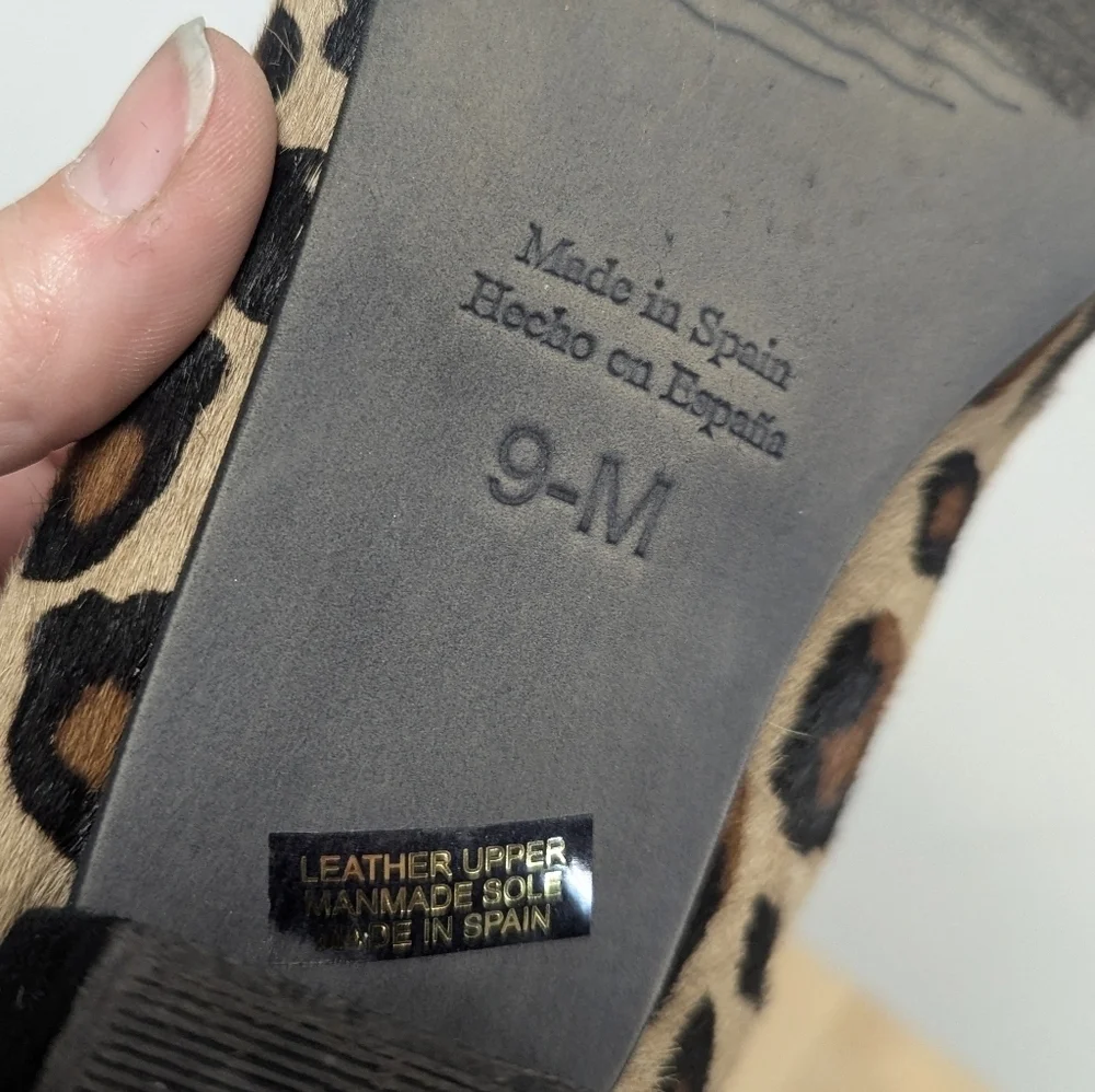 Vintage Sesto Meucci Pony Hair Leopard Print Flats Made in Spain Leather 9